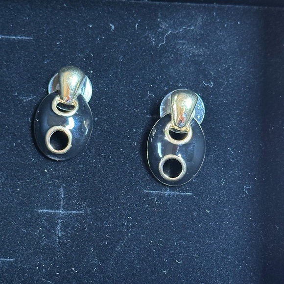 Authentic Givenchy Rare Vintage Black & Gold
Enamel / Metal Abstract Earrings - Picture 3 of 5